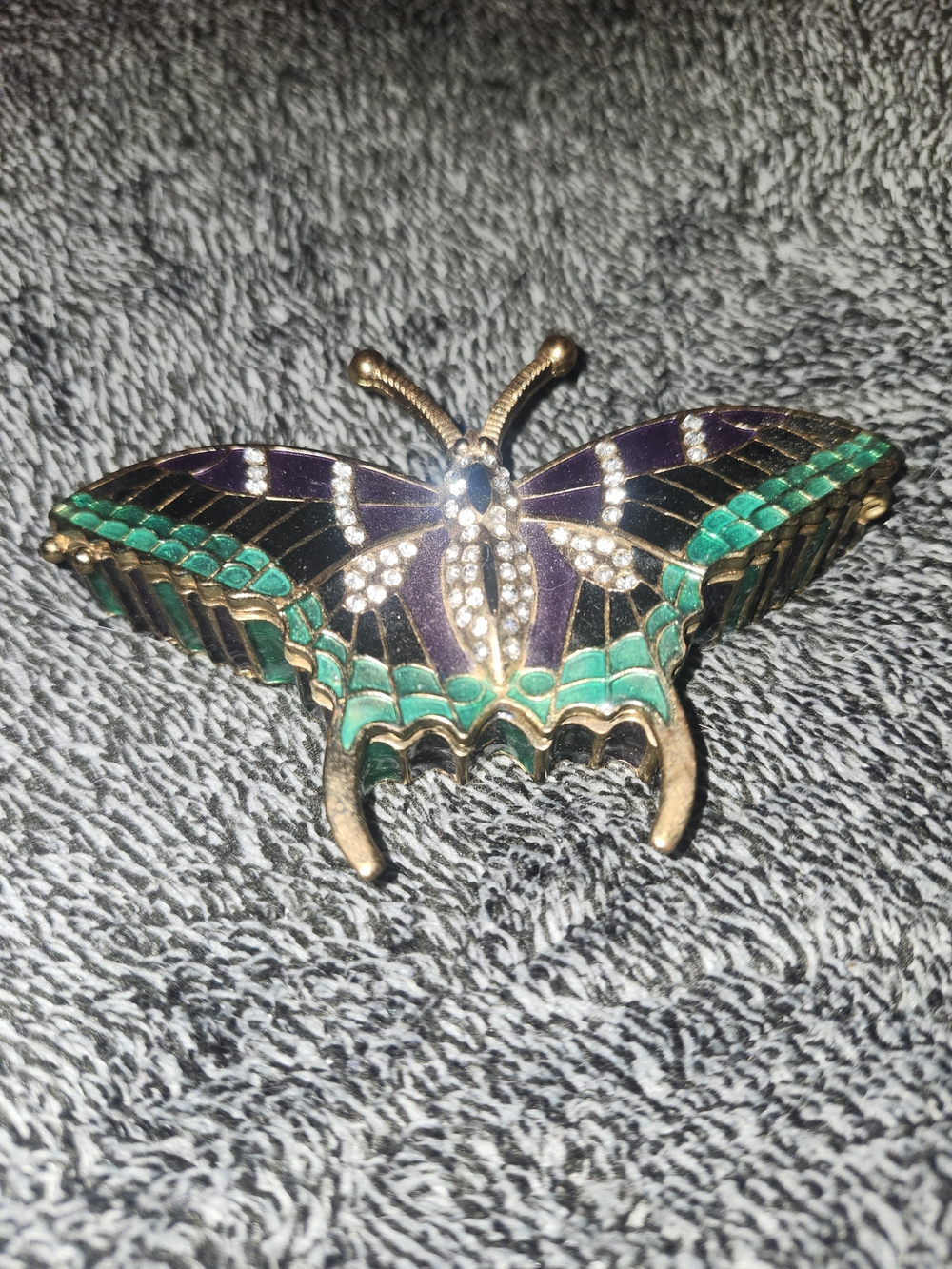 Vintage Style Enamel Butterfly Trinket Box